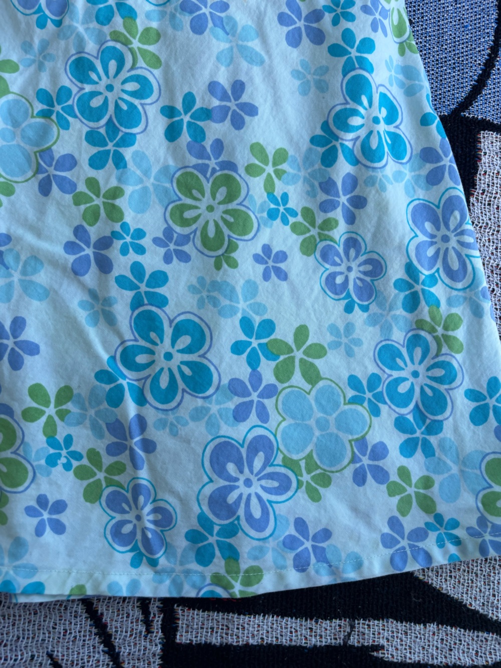VINTAGE Y2K OLD NAVY BLUE GREEN PURPLE FLORAL PRINT TIE BACK DRESS SIZE 4T - Picture 2 of 5